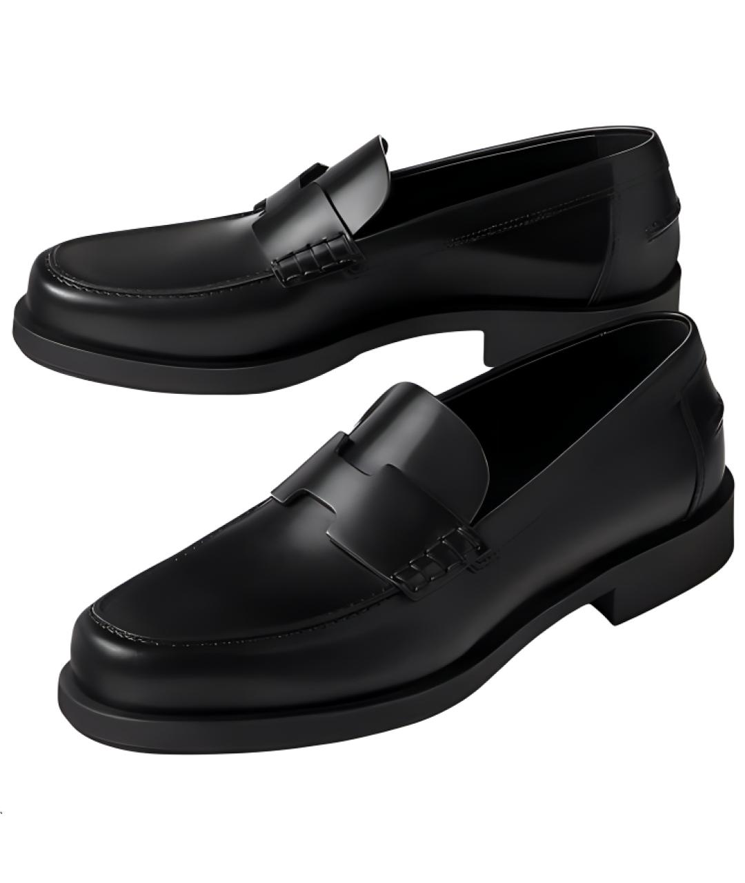 HERMES Черные кожаные лоферы, фото 4