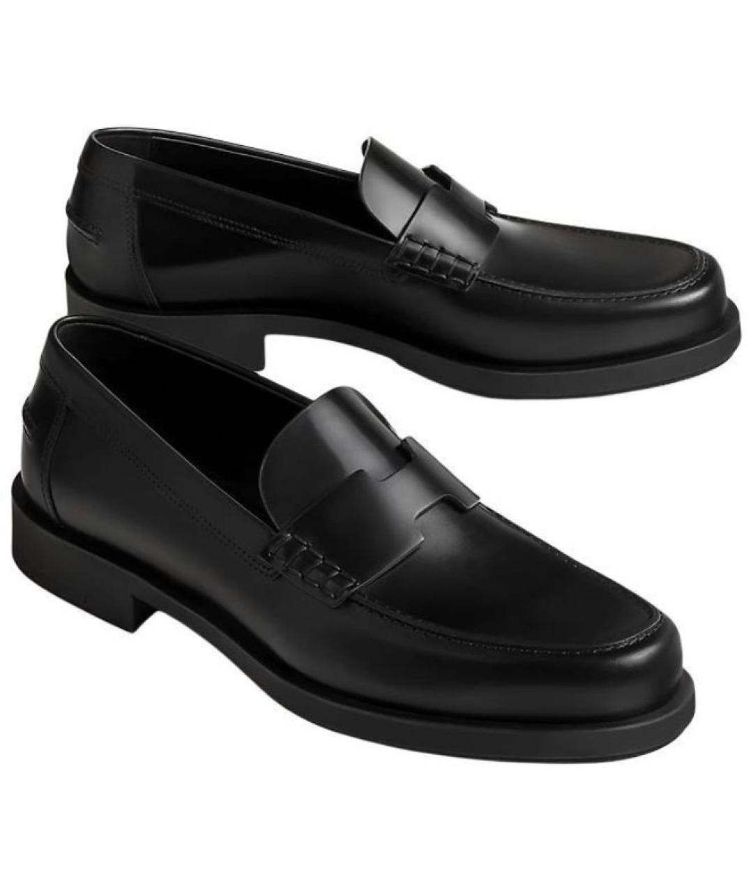 HERMES Черные кожаные лоферы, фото 5