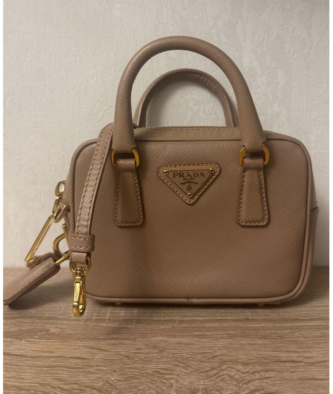 PRADA Бежевая кожаная сумка через плечо, фото 8