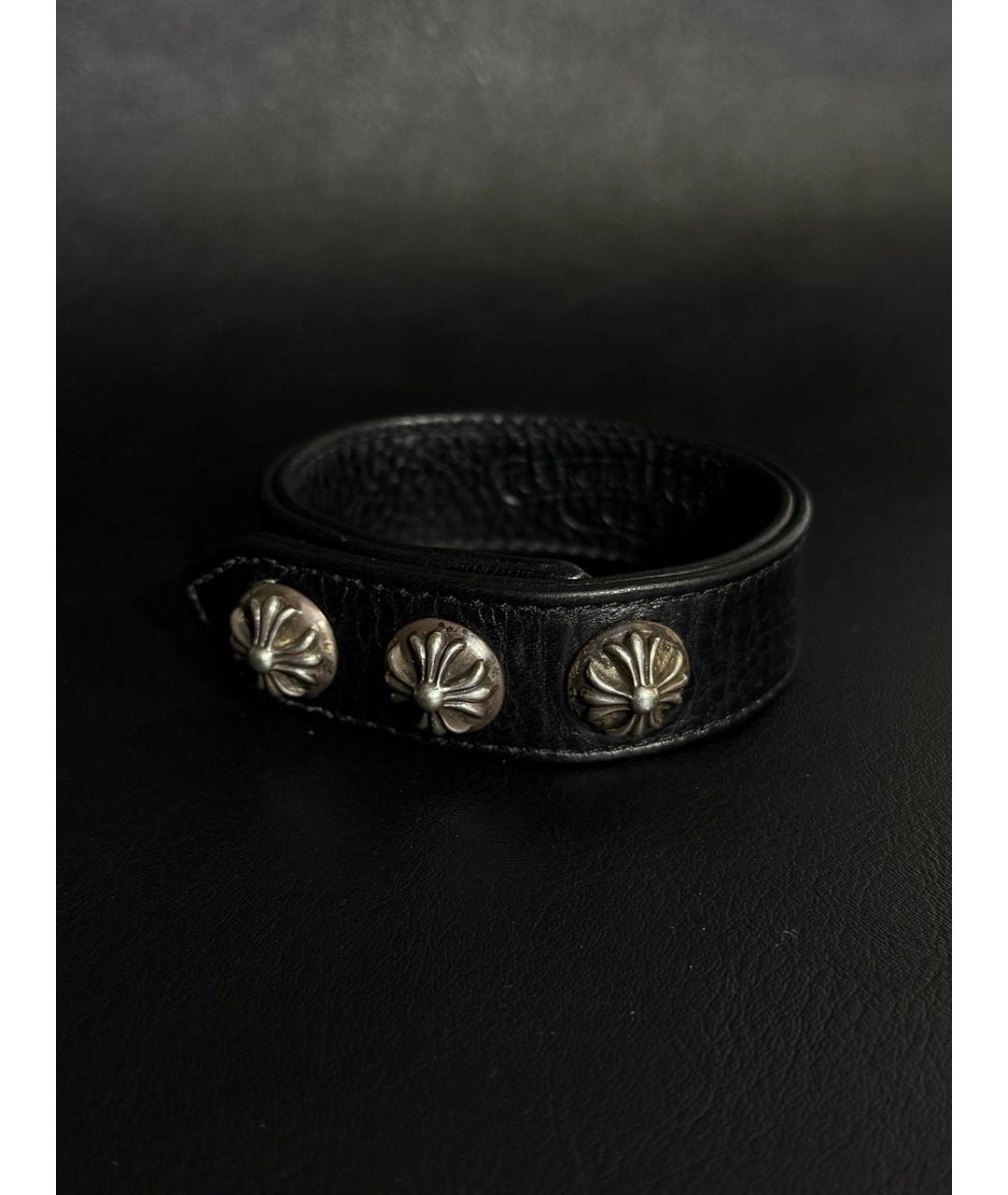 CHROME HEARTS Черный кожаный браслет, фото 2