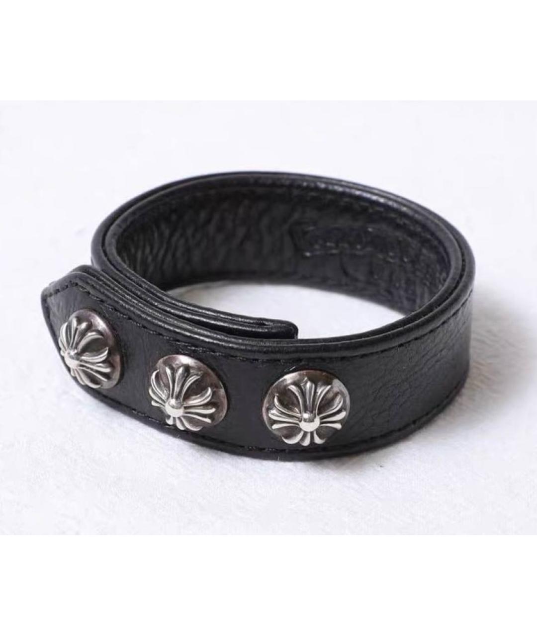 CHROME HEARTS Черный кожаный браслет, фото 5