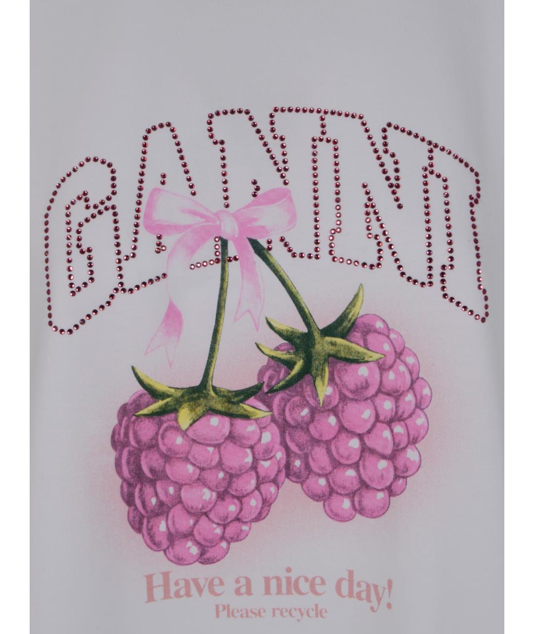 GANNI Белая хлопковая футболка, фото 3