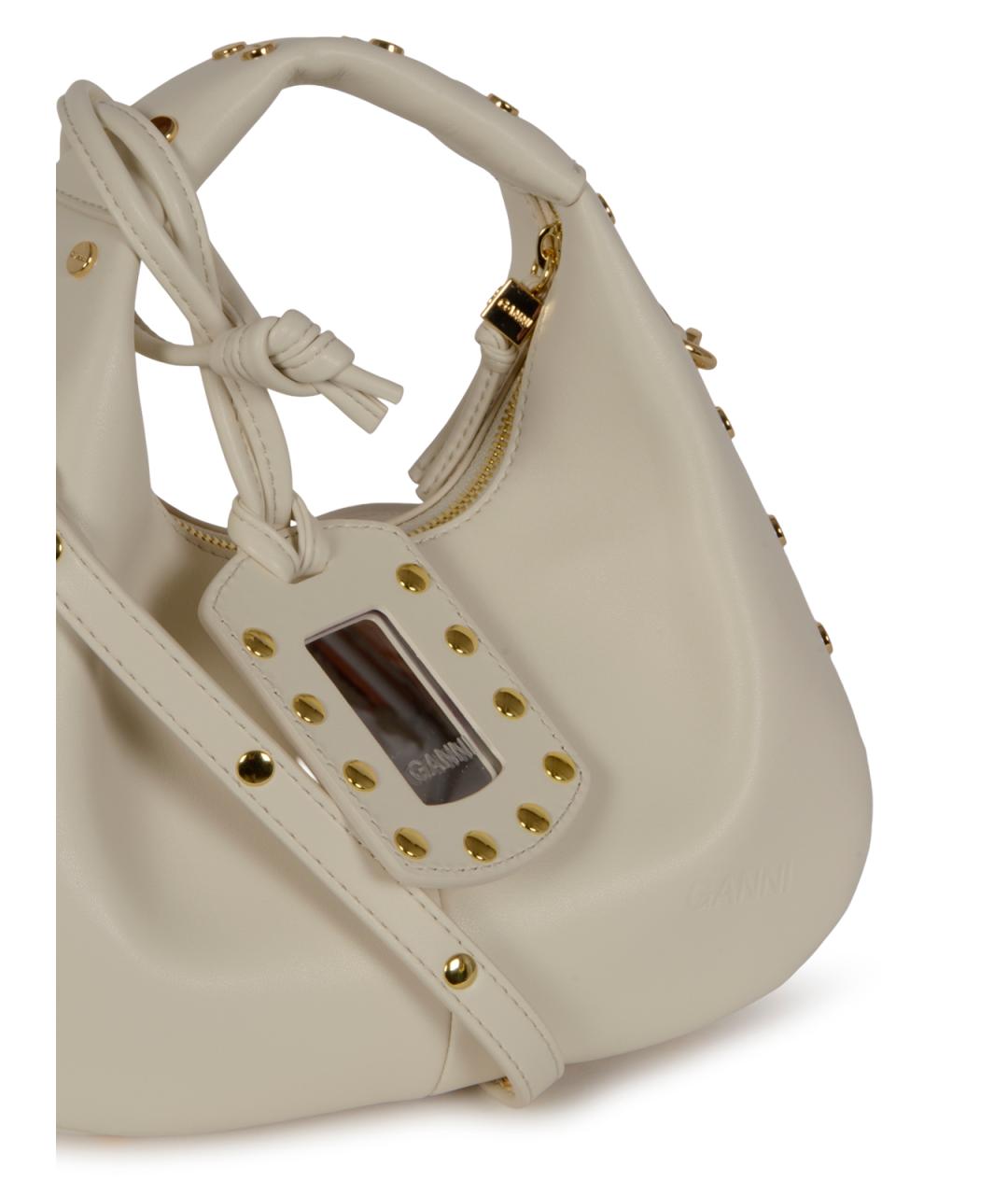 GANNI Белая кожаная сумка тоут, фото 4