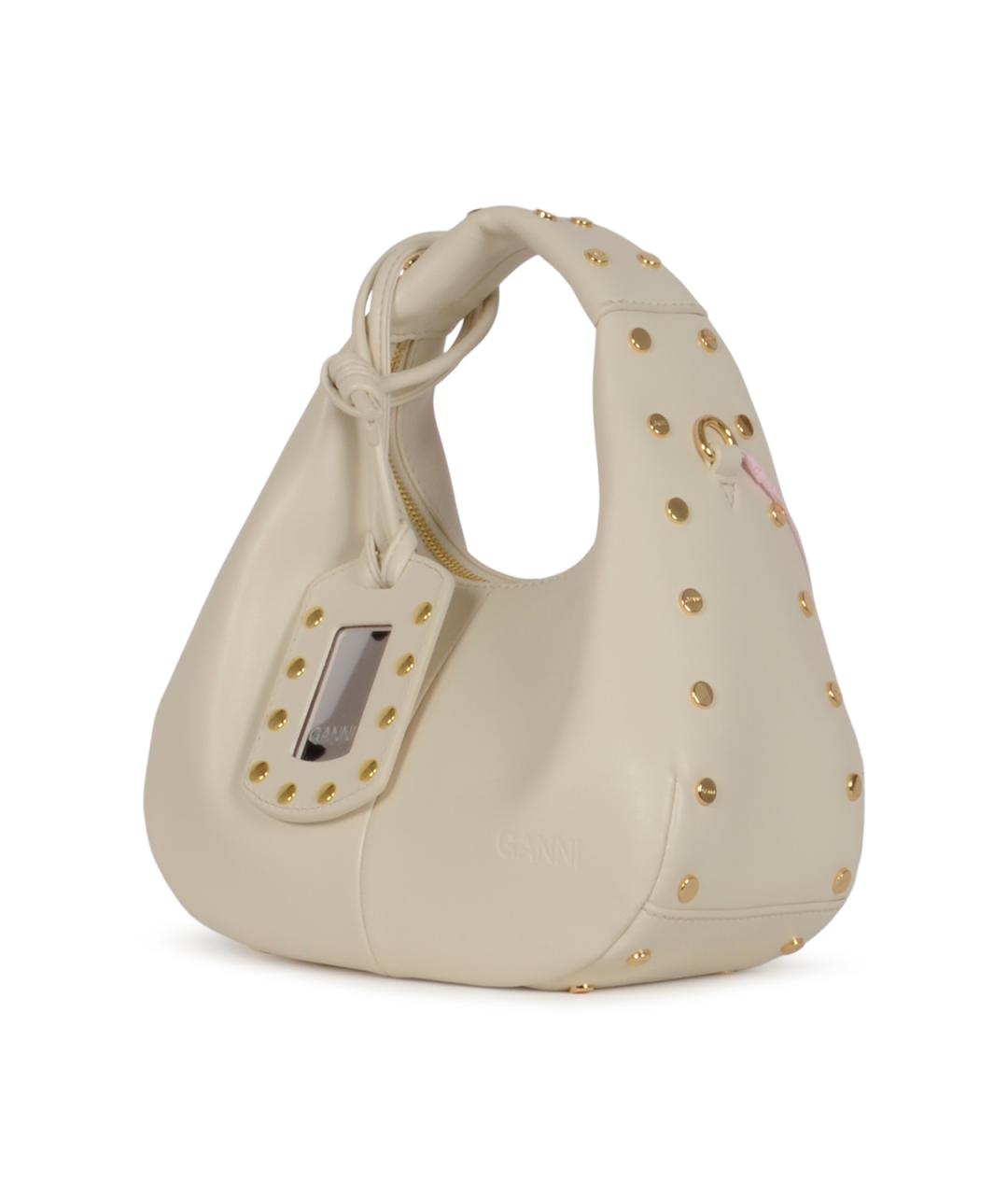 GANNI Белая кожаная сумка тоут, фото 2