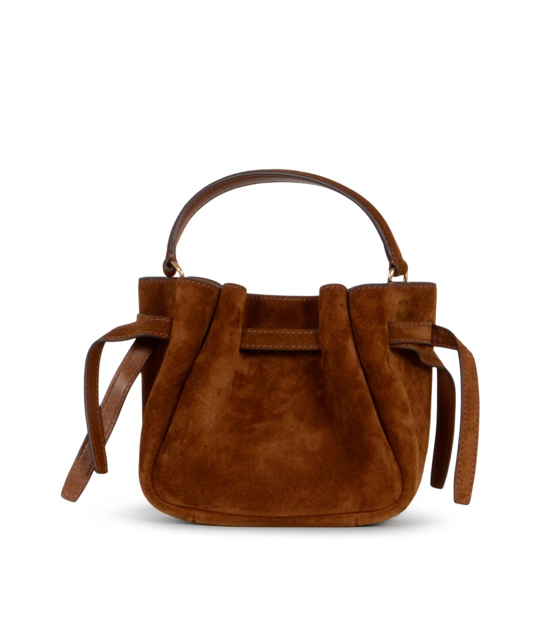 TORY BURCH Коричневая замшевая сумка с короткими ручками, фото 3