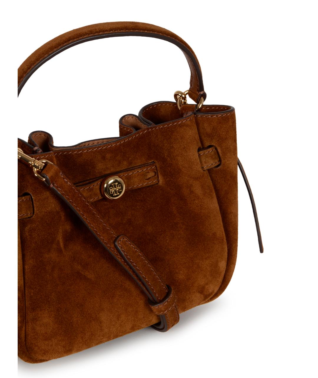 TORY BURCH Коричневая замшевая сумка с короткими ручками, фото 4