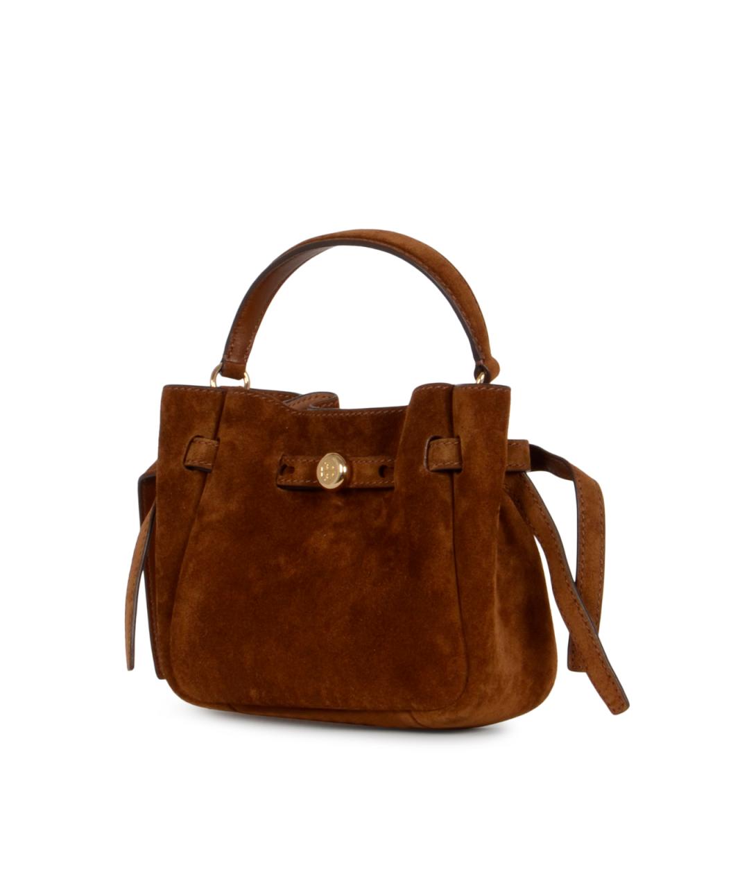 TORY BURCH Коричневая замшевая сумка с короткими ручками, фото 2