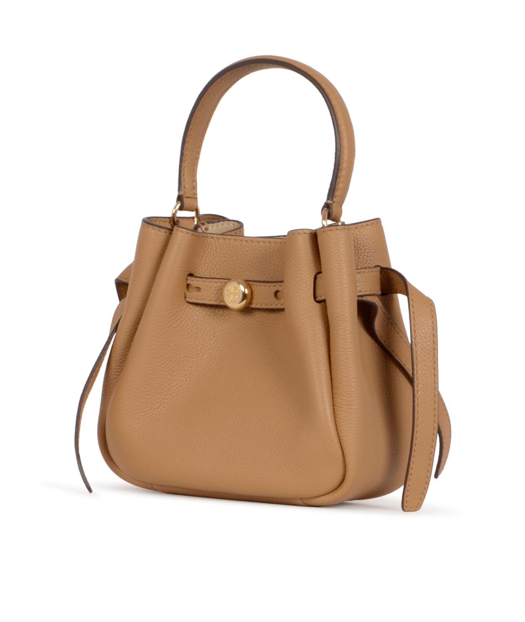 TORY BURCH Бежевая кожаная сумка с короткими ручками, фото 2