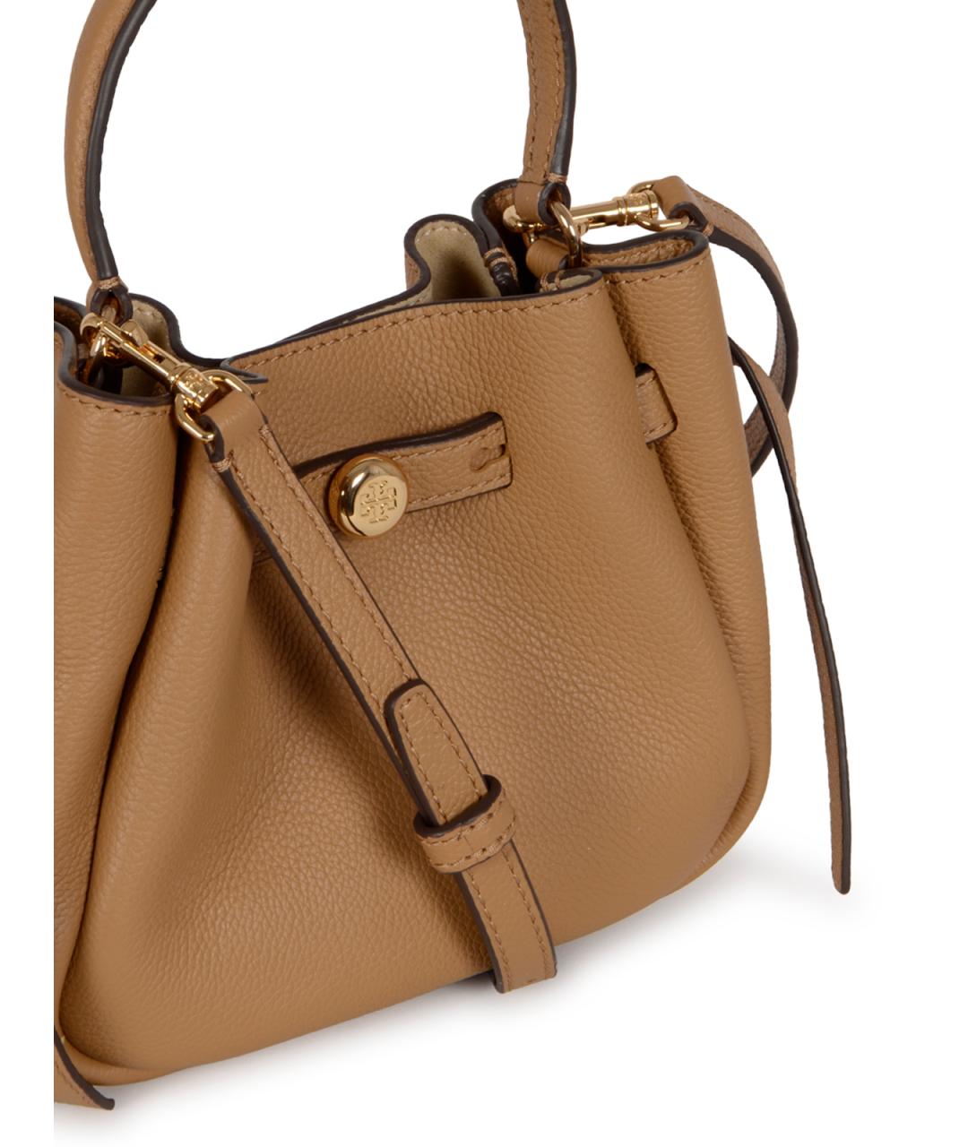TORY BURCH Бежевая кожаная сумка с короткими ручками, фото 4