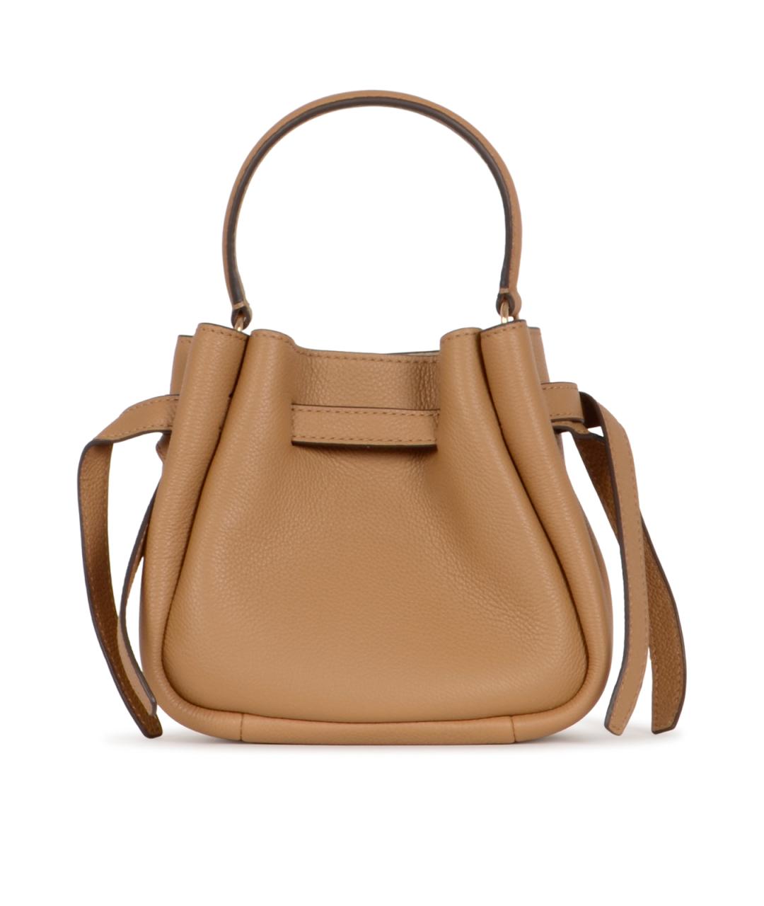 TORY BURCH Бежевая кожаная сумка с короткими ручками, фото 3