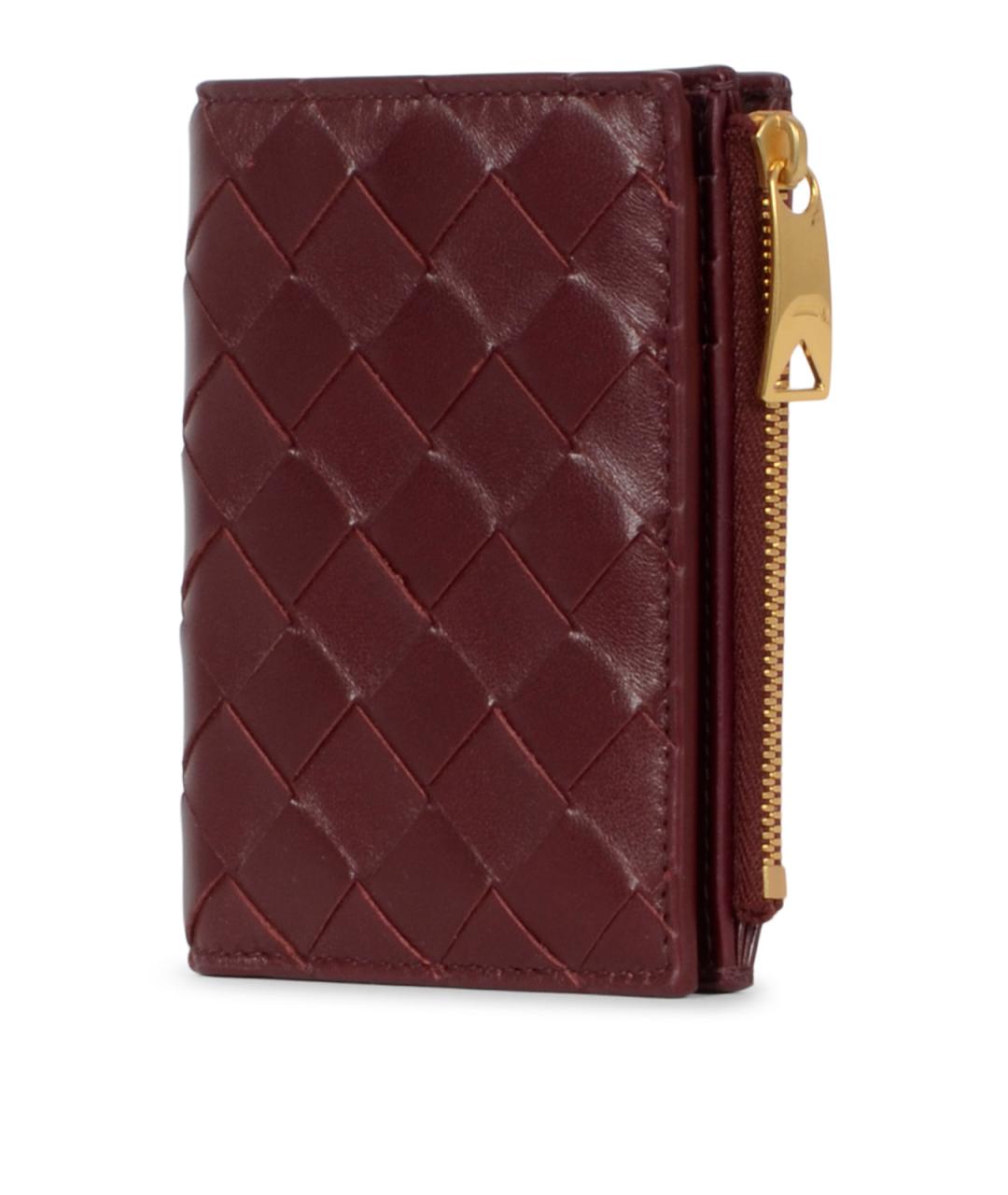 BOTTEGA VENETA Бордовый кожаный кошелек, фото 2