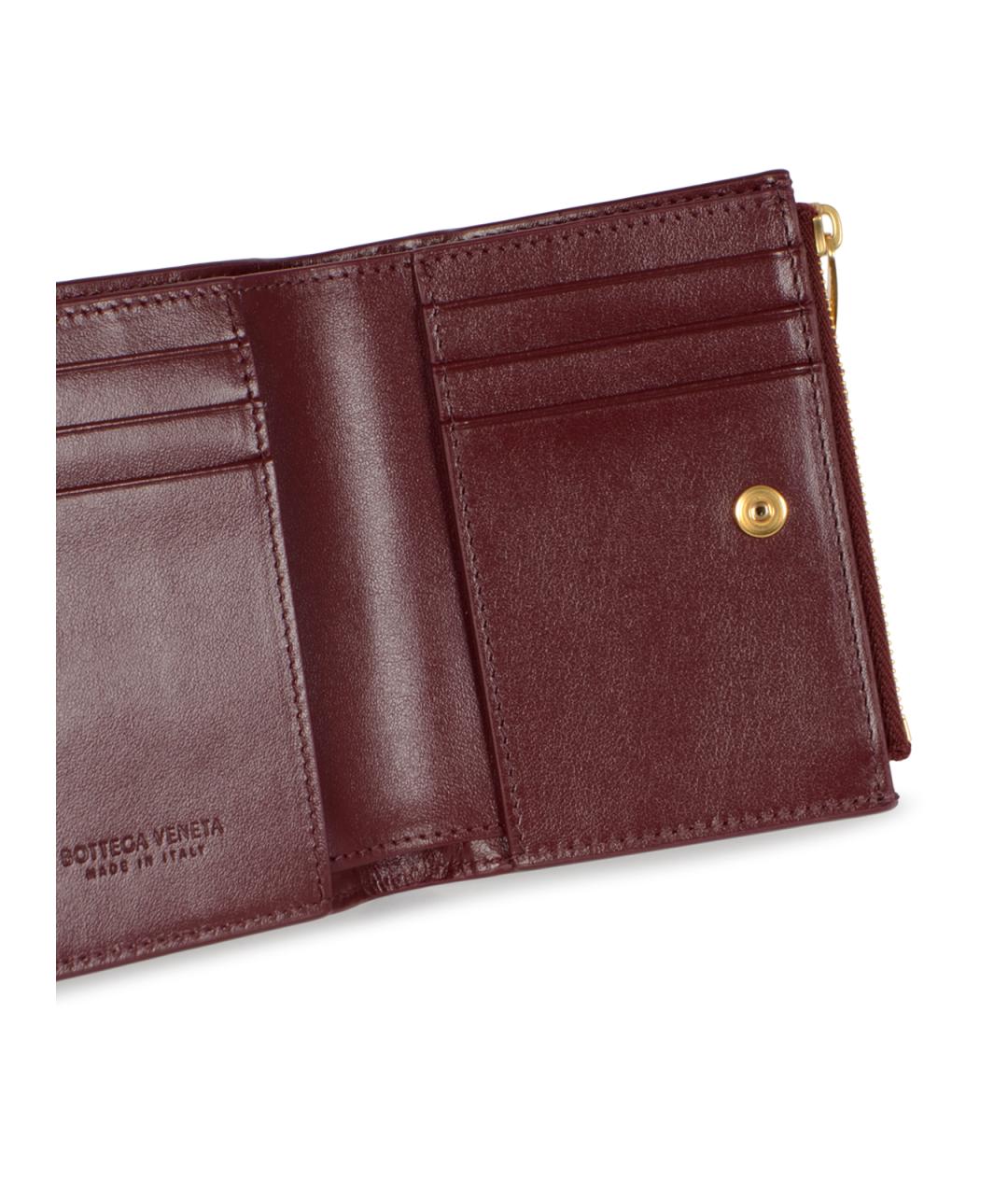 BOTTEGA VENETA Бордовый кожаный кошелек, фото 4
