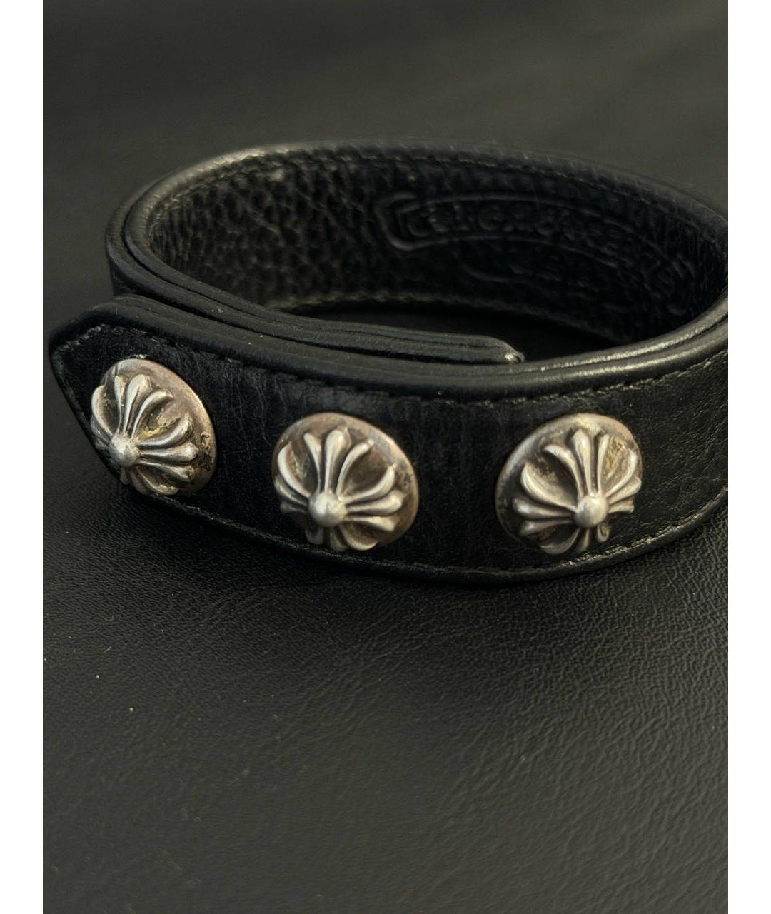 CHROME HEARTS Черный кожаный браслет, фото 3