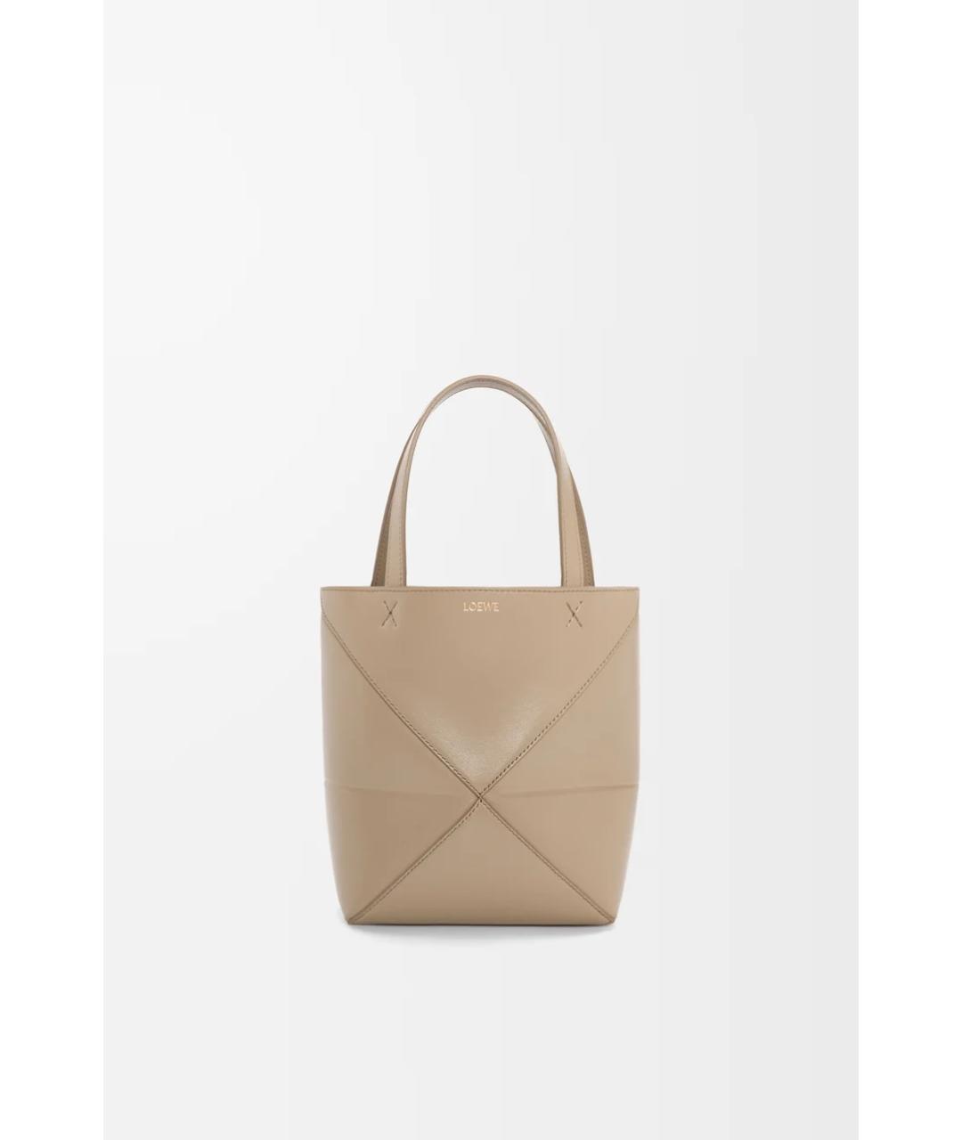 LOEWE Бежевая кожаная сумка тоут, фото 6