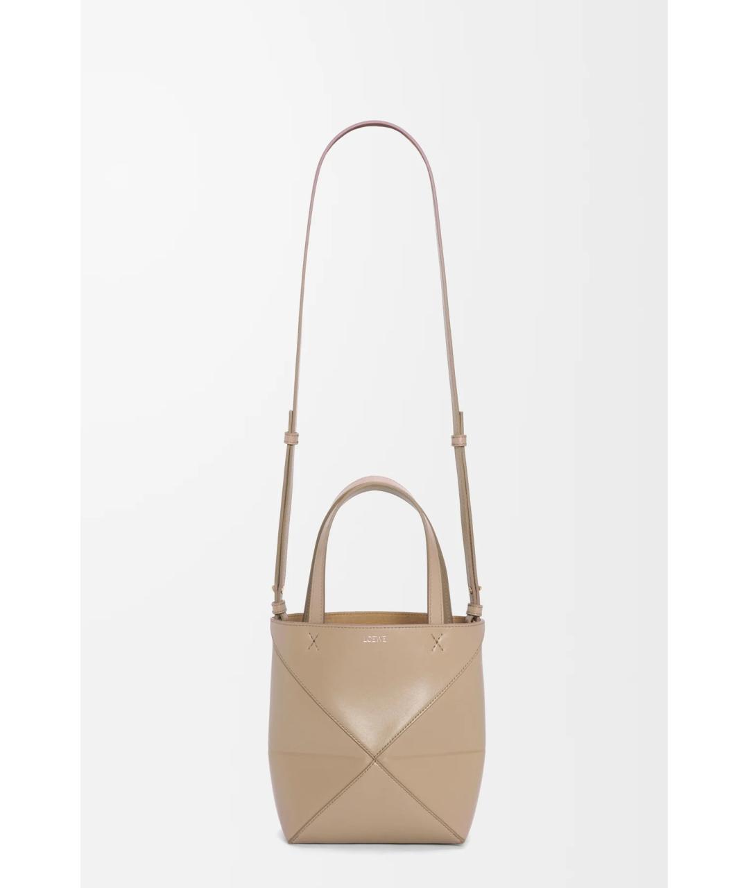 LOEWE Бежевая кожаная сумка тоут, фото 4