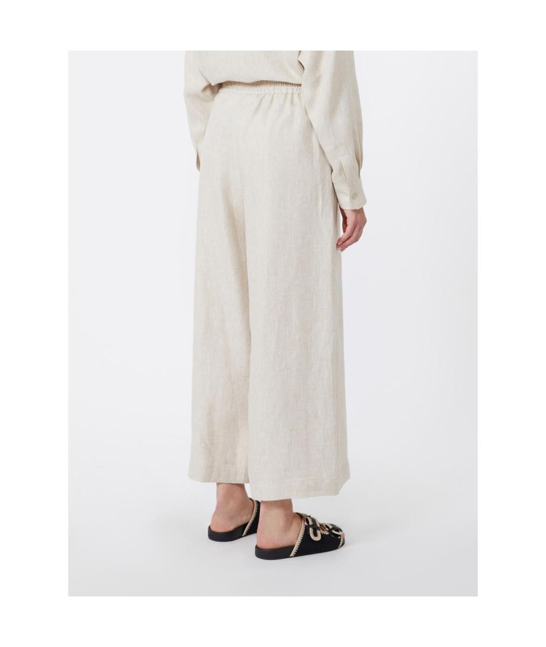 WEEKEND MAX MARA Бежевые льняные прямые брюки, фото 2