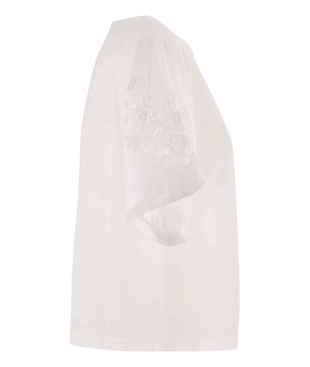 WEEKEND MAX MARA Белая хлопковая футболка, фото 3