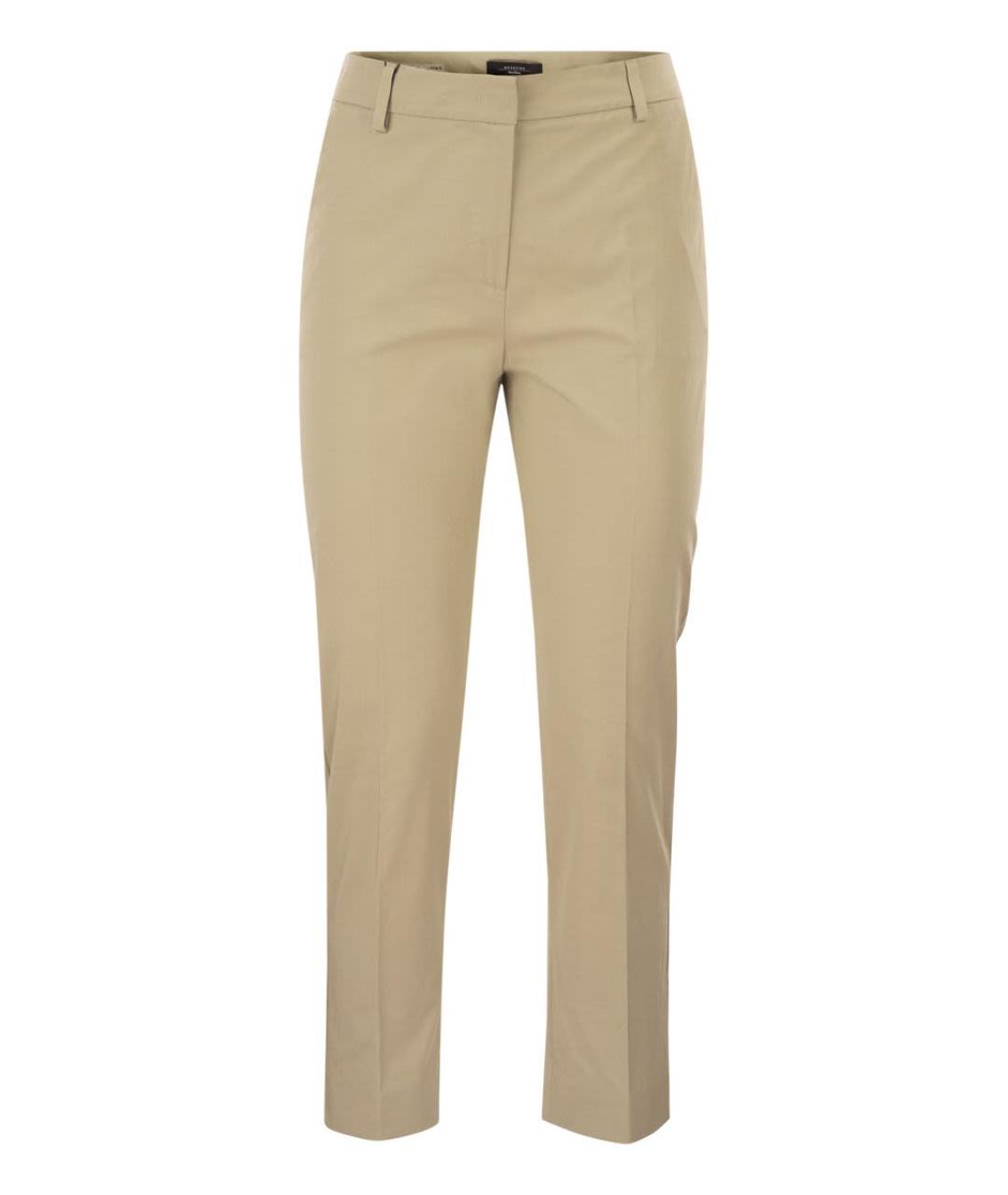 WEEKEND MAX MARA Бежевые хлопковые брюки узкие, фото 1