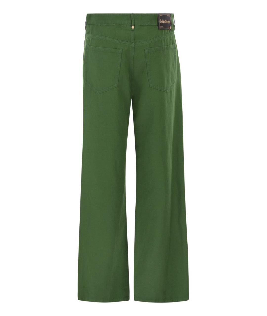 'S MAX MARA Зеленые хлопковые прямые брюки, фото 2