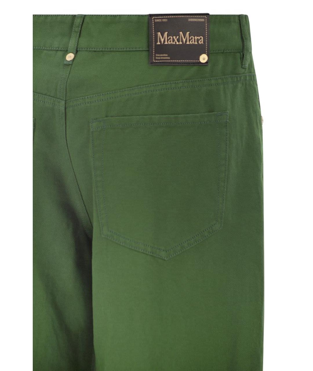 'S MAX MARA Зеленые хлопковые прямые брюки, фото 4