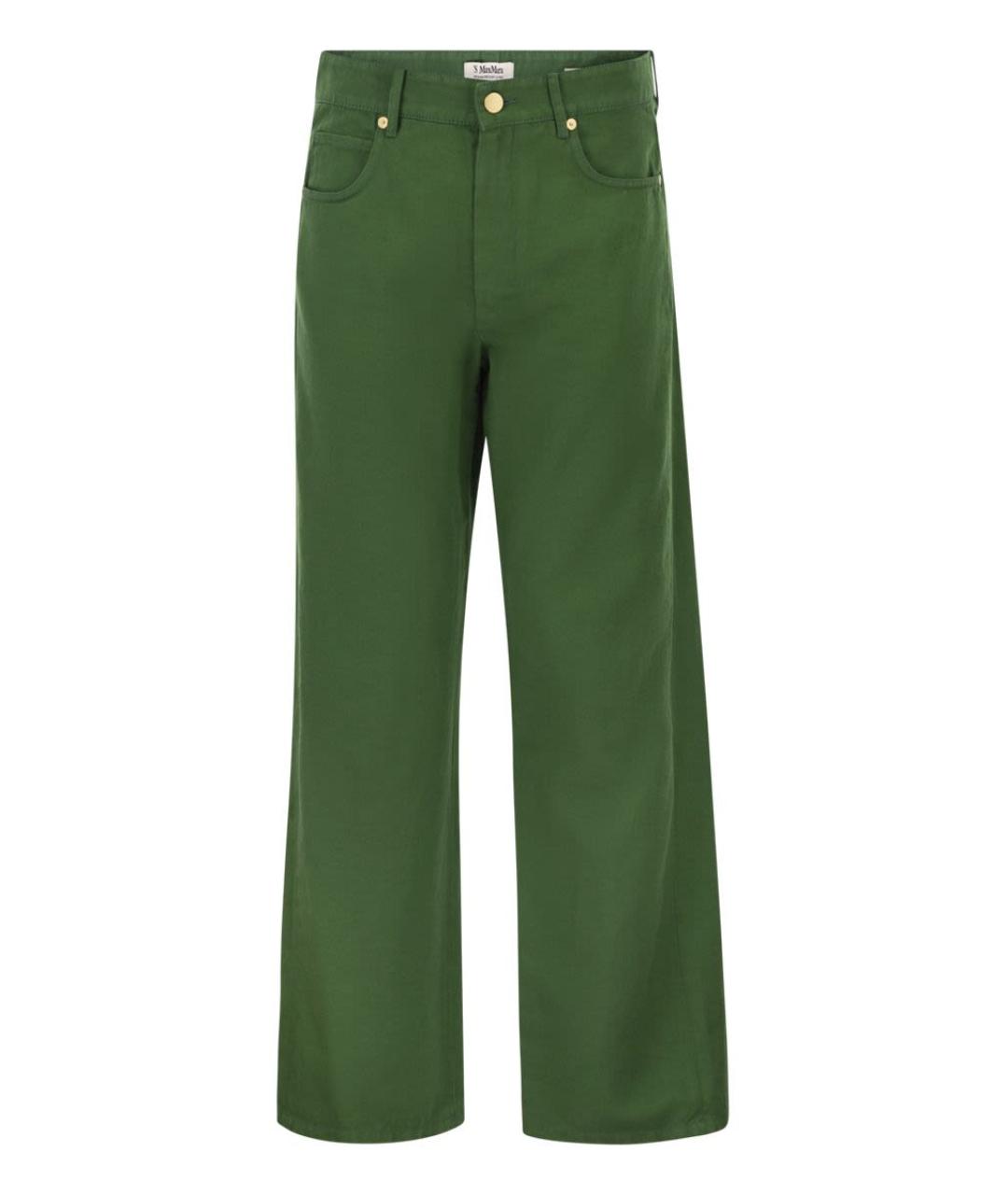 'S MAX MARA Зеленые хлопковые прямые брюки, фото 1