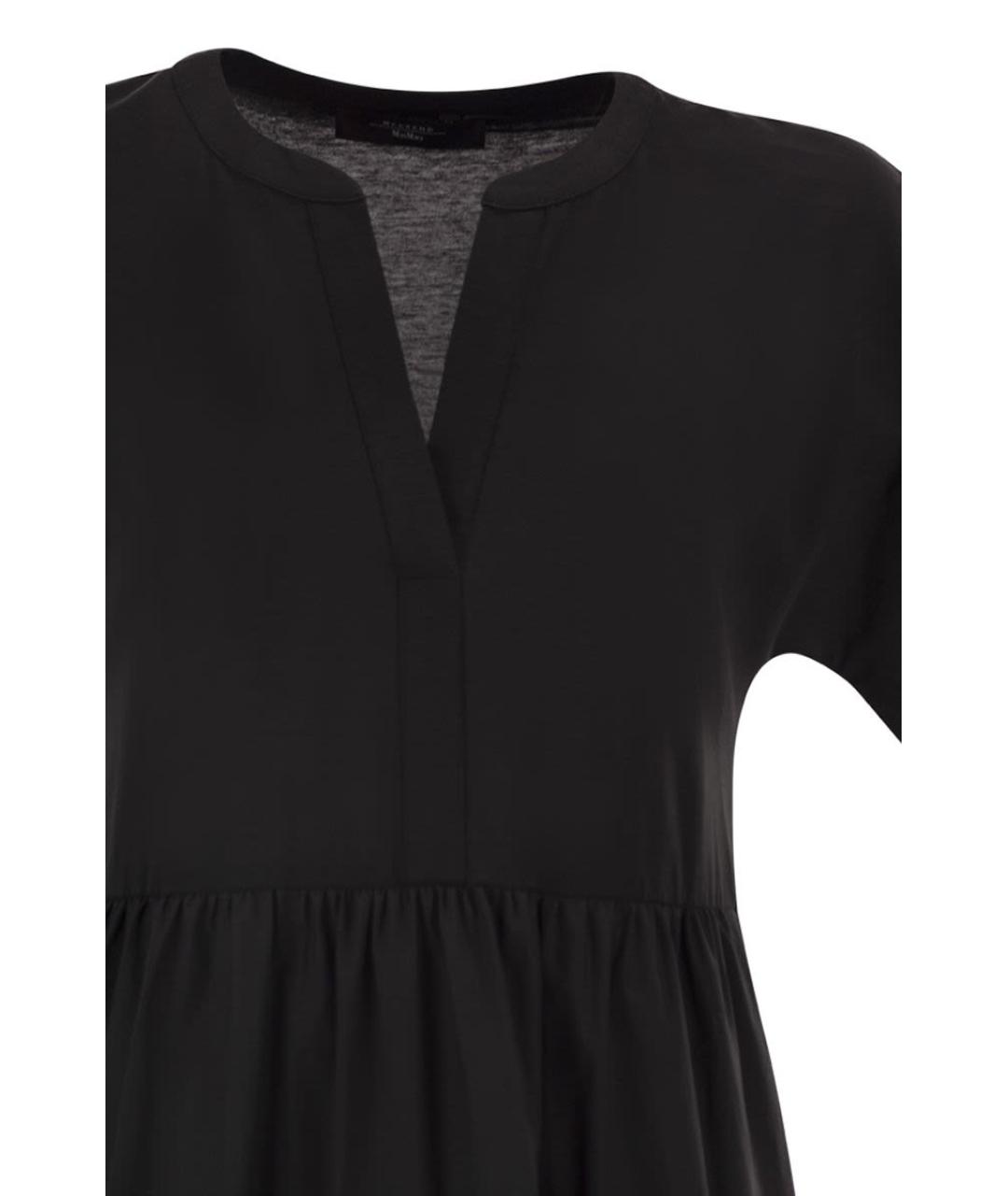 WEEKEND MAX MARA Черное хлопковое повседневное платье, фото 4