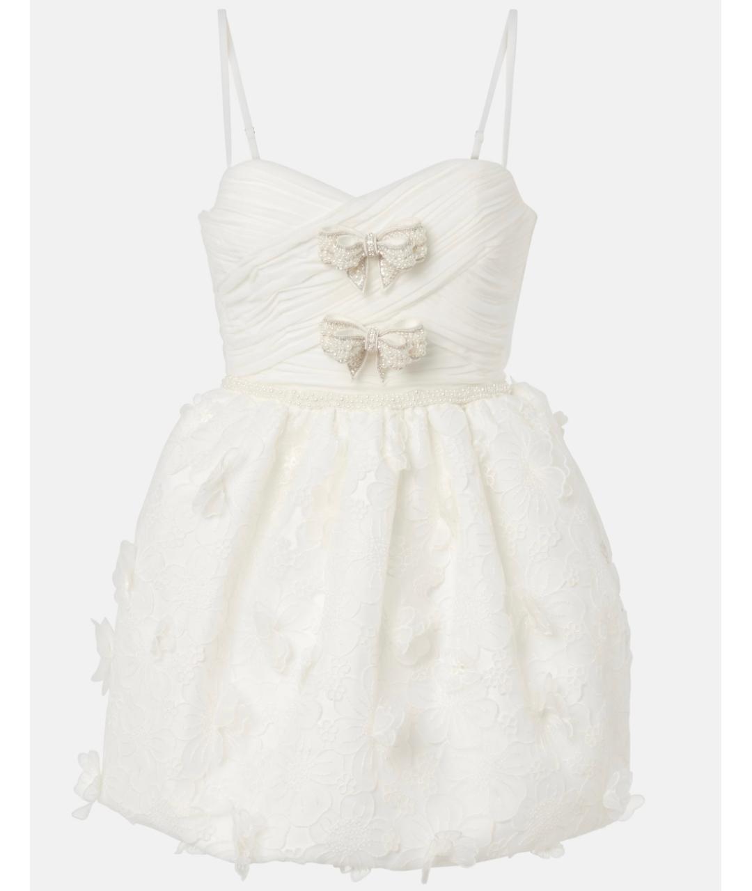 SELF-PORTRAIT Белое вискозное коктейльное платье, фото 10