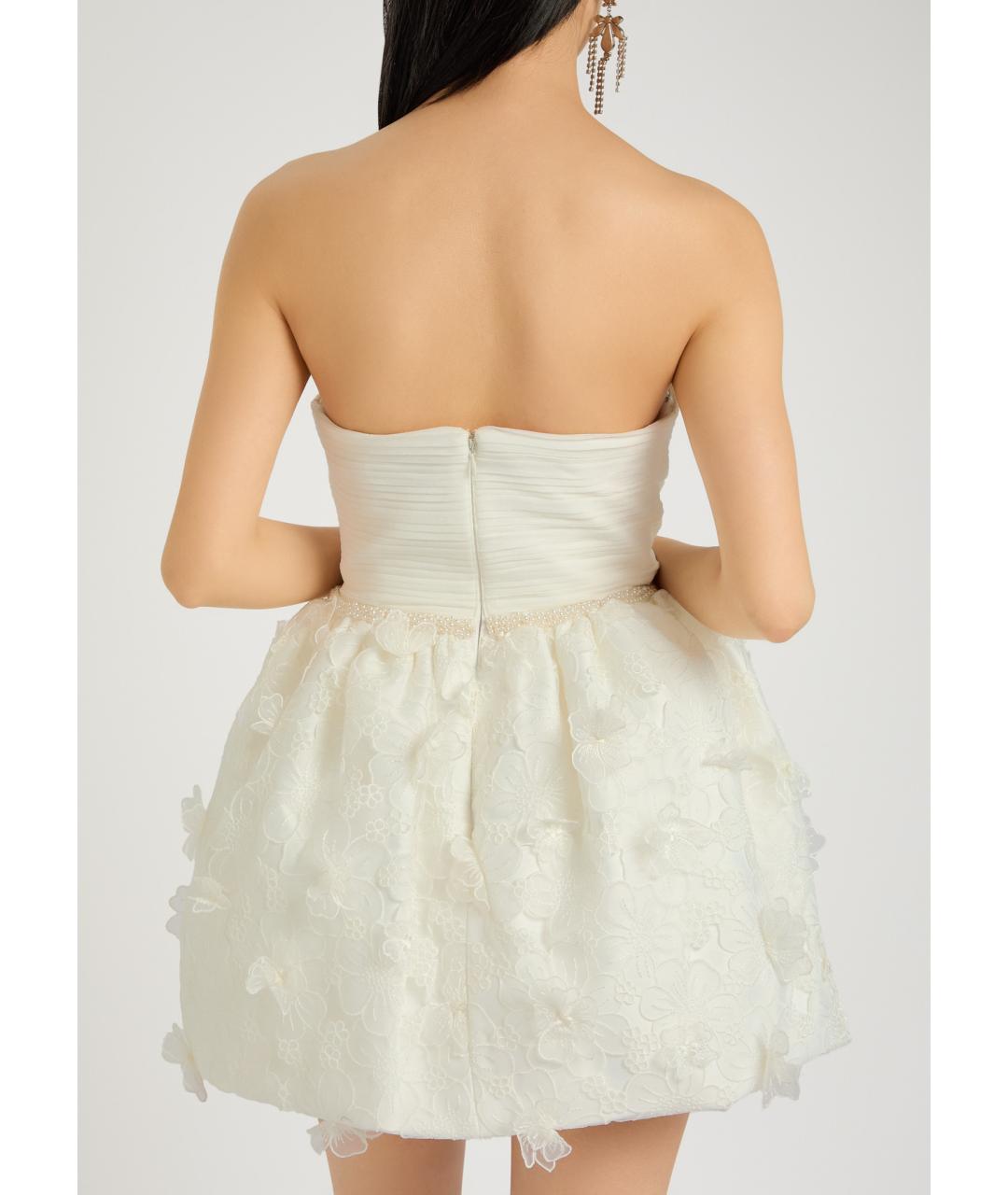 SELF-PORTRAIT Белое вискозное коктейльное платье, фото 8