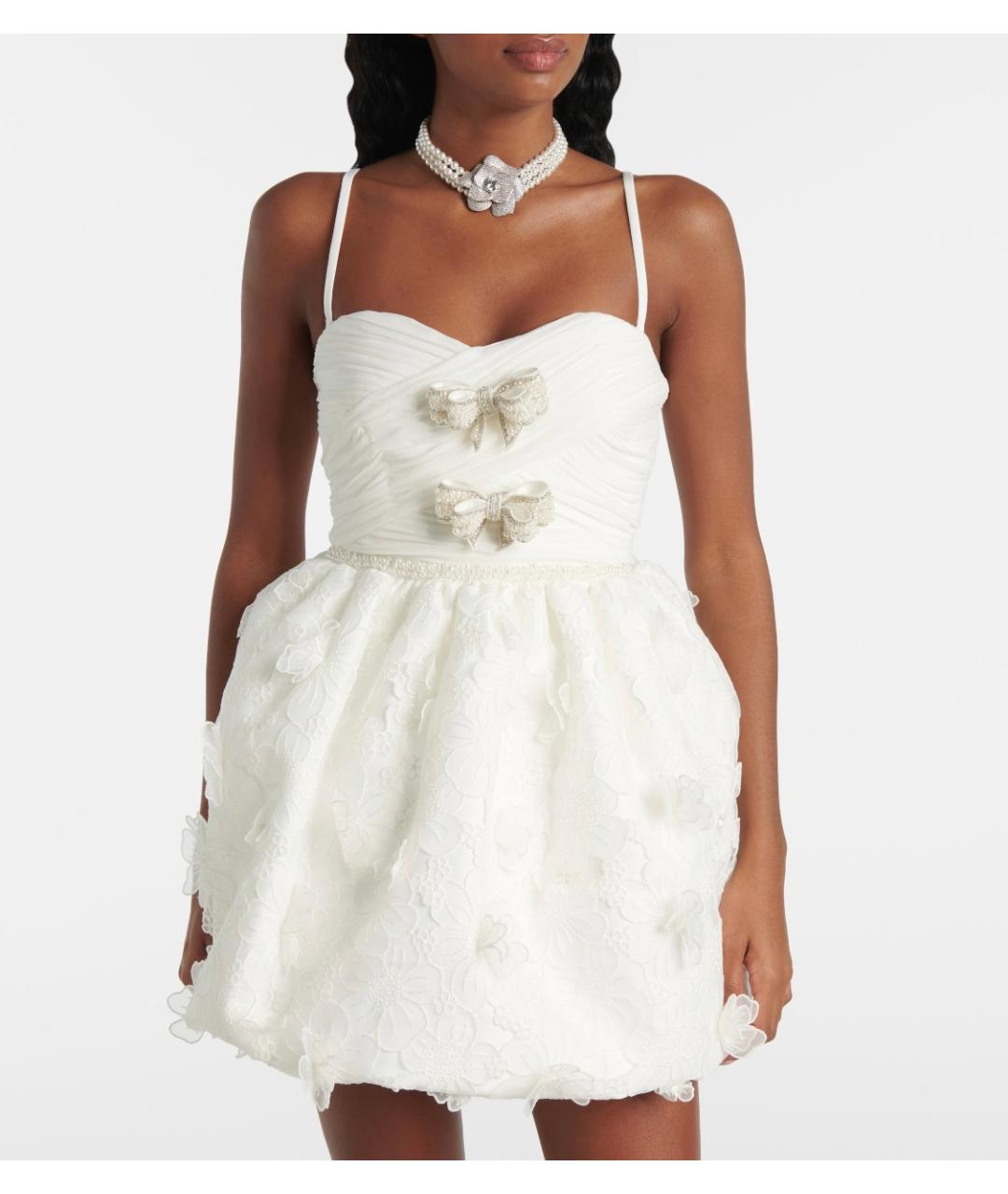 SELF-PORTRAIT Белое вискозное коктейльное платье, фото 4