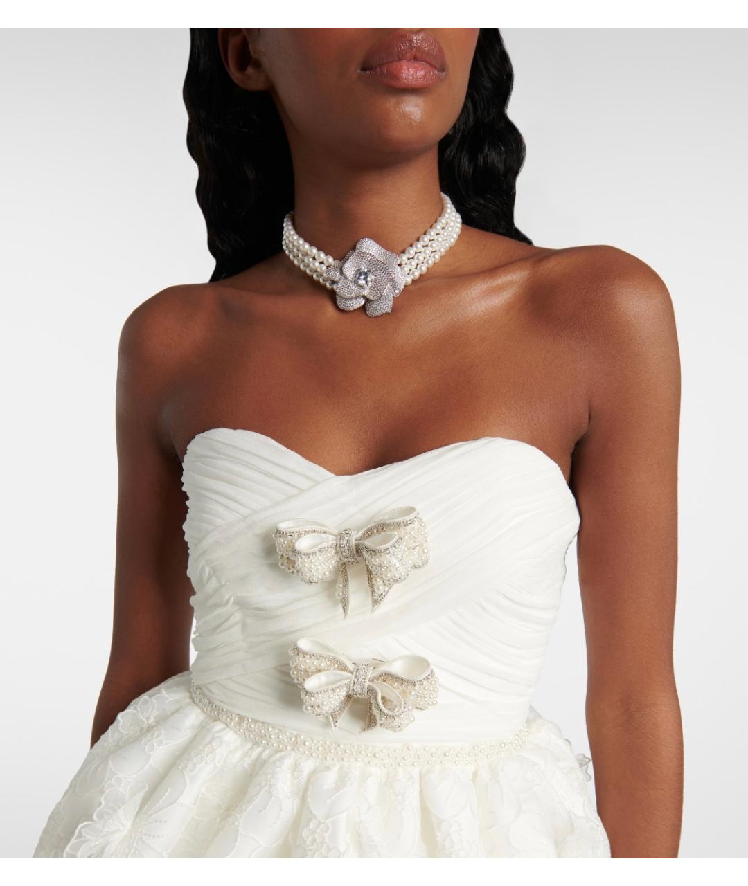 SELF-PORTRAIT Белое вискозное коктейльное платье, фото 5