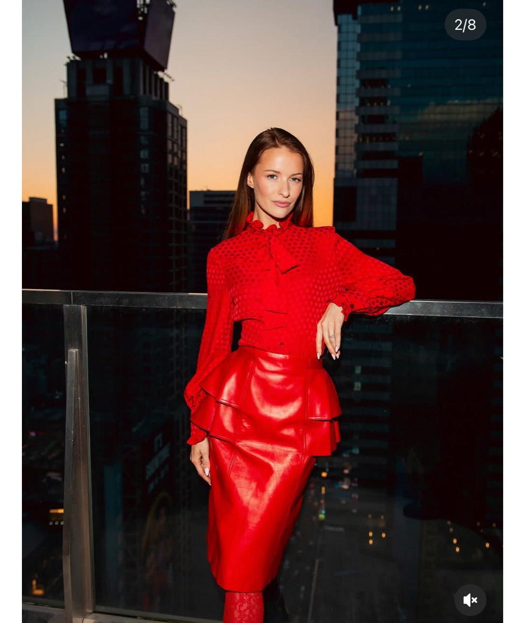 VALENTINO Красная шелковая блузы, фото 8