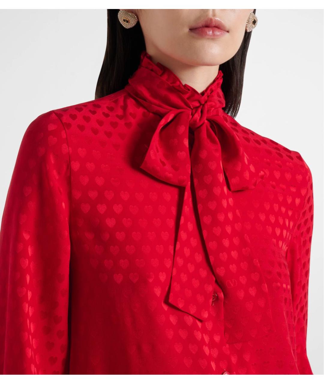 VALENTINO Красная шелковая блузы, фото 5