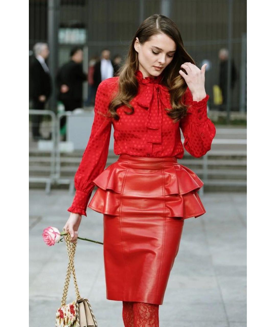 VALENTINO Красная шелковая блузы, фото 2