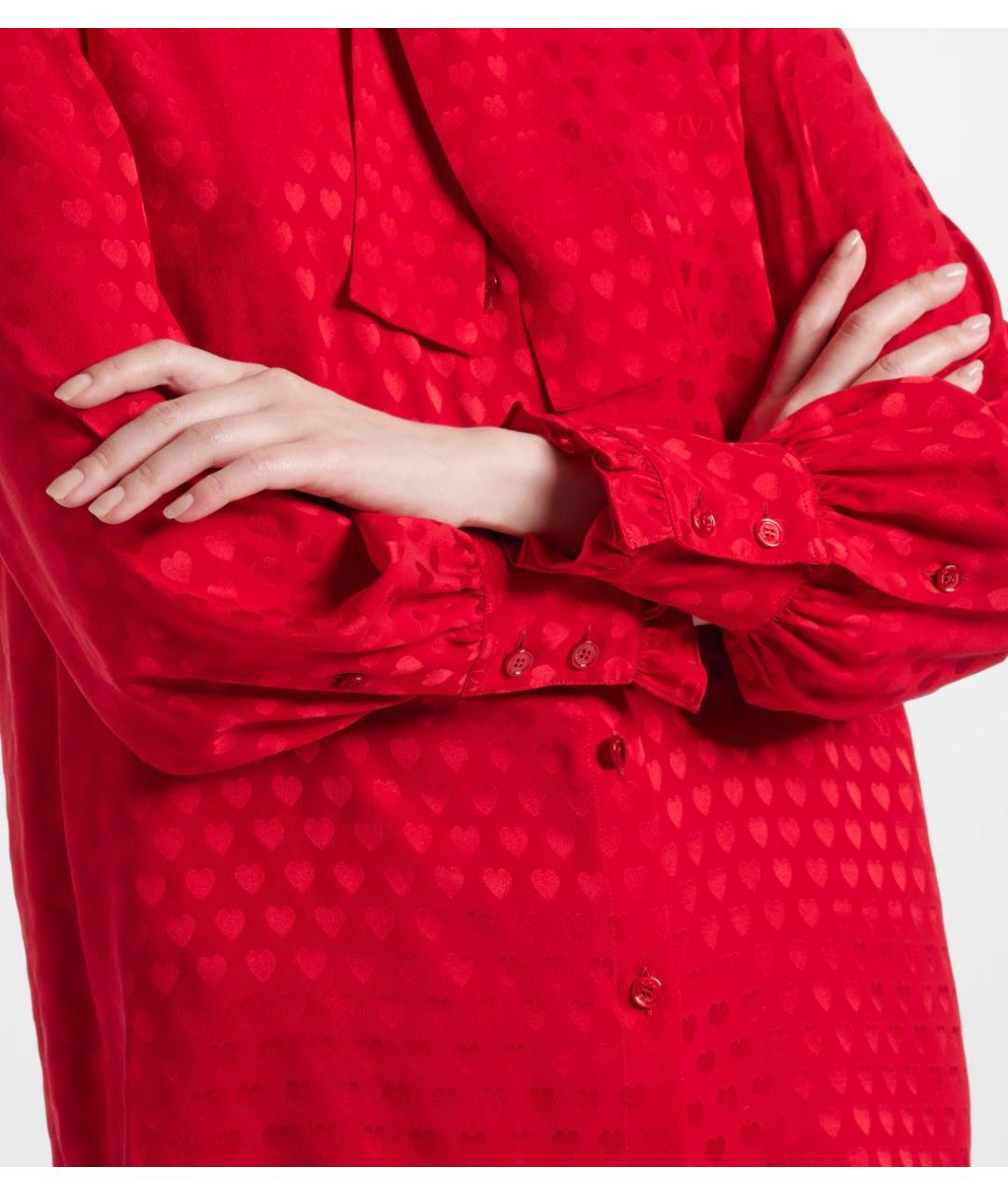 VALENTINO Красная шелковая блузы, фото 6