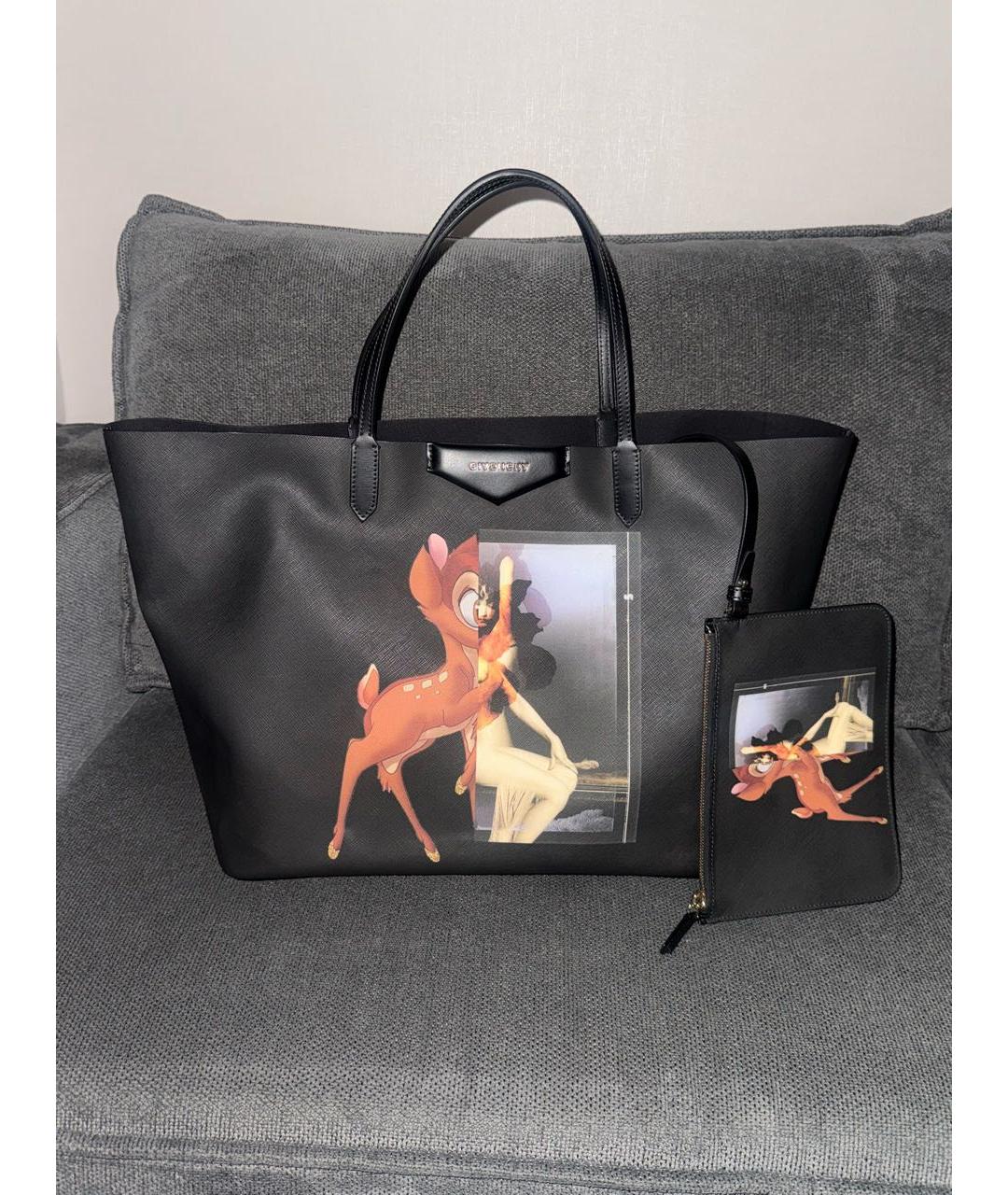 GIVENCHY Черная кожаная сумка тоут, фото 2