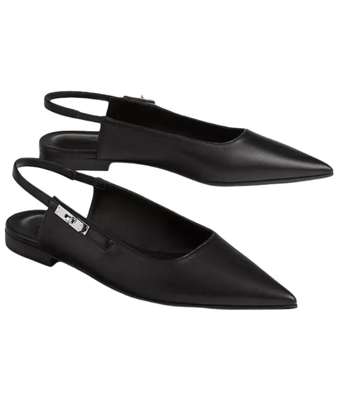 HERMES Черные кожаные туфли, фото 4