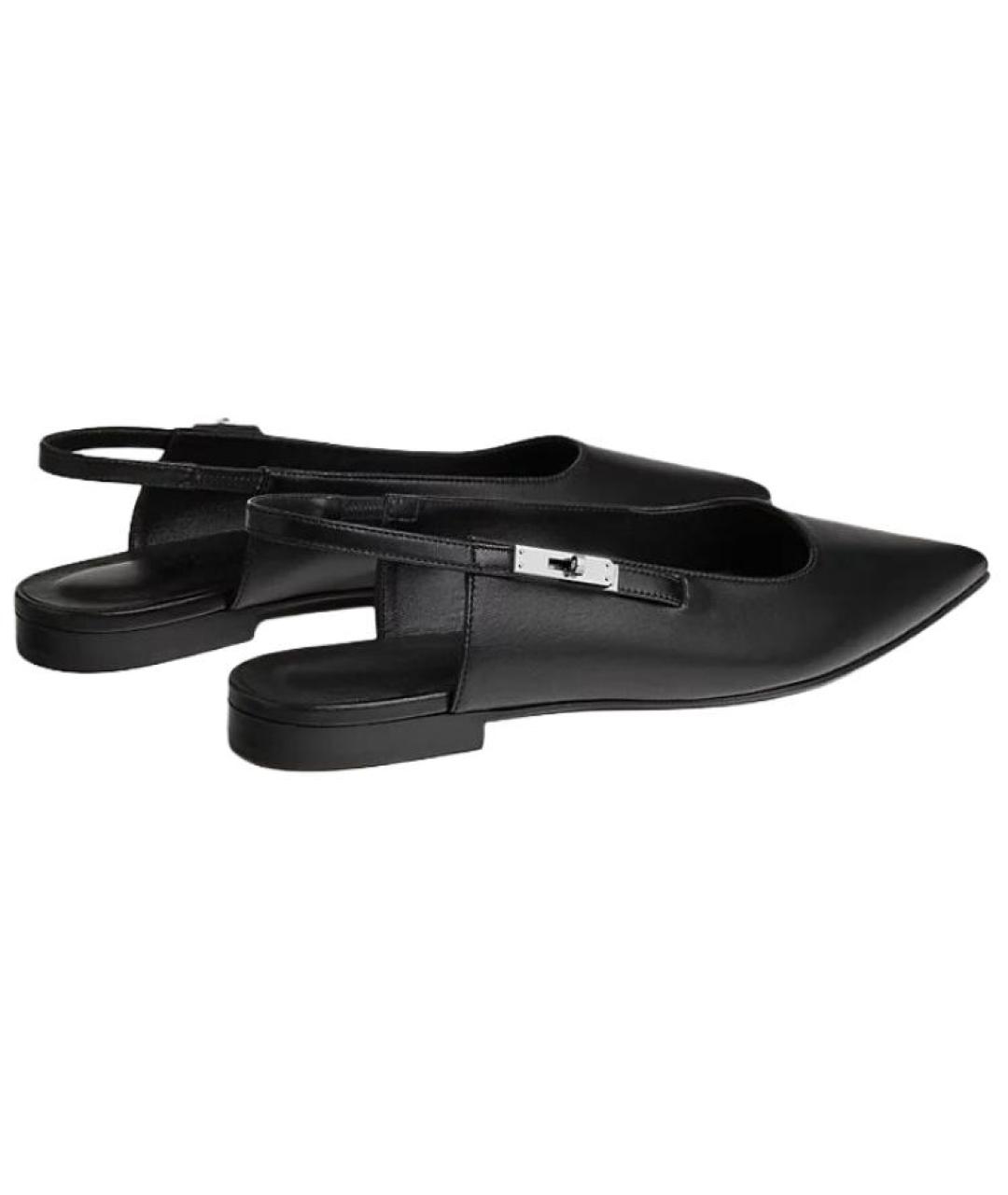 HERMES Черные кожаные туфли, фото 5