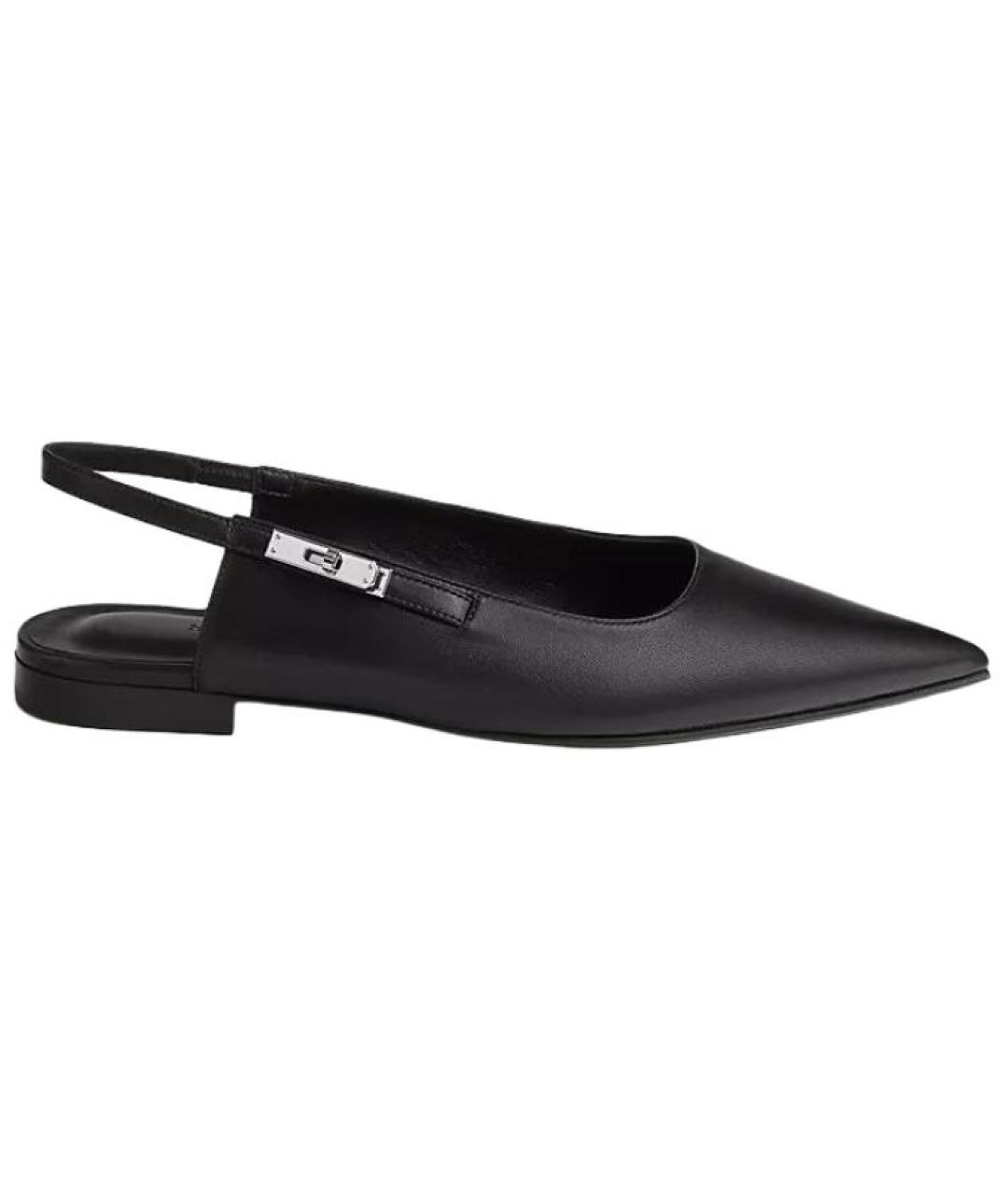 HERMES Черные кожаные туфли, фото 1