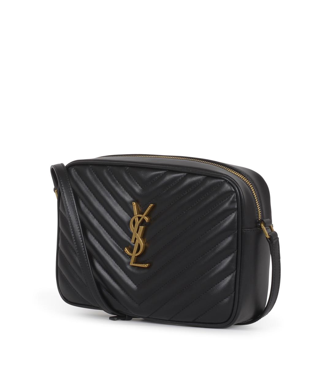 SAINT LAURENT Черная кожаная сумка через плечо, фото 2
