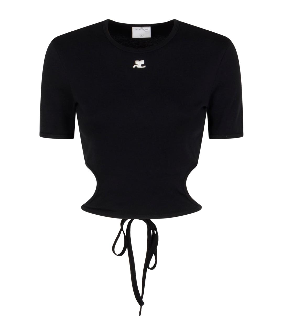 COURREGES Черная хлопковая футболка, фото 1