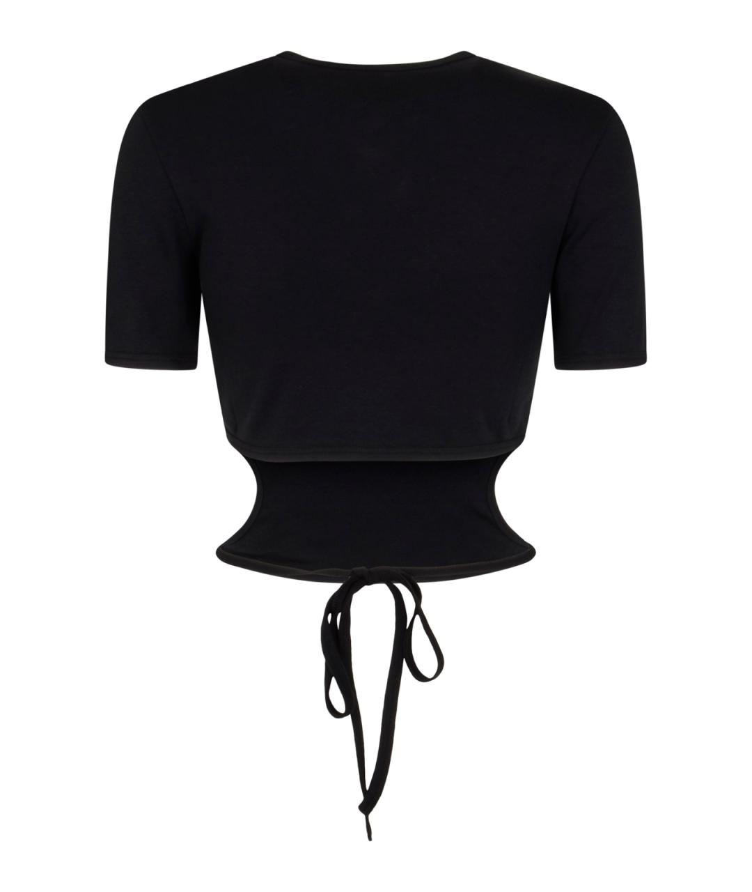 COURREGES Черная хлопковая футболка, фото 2