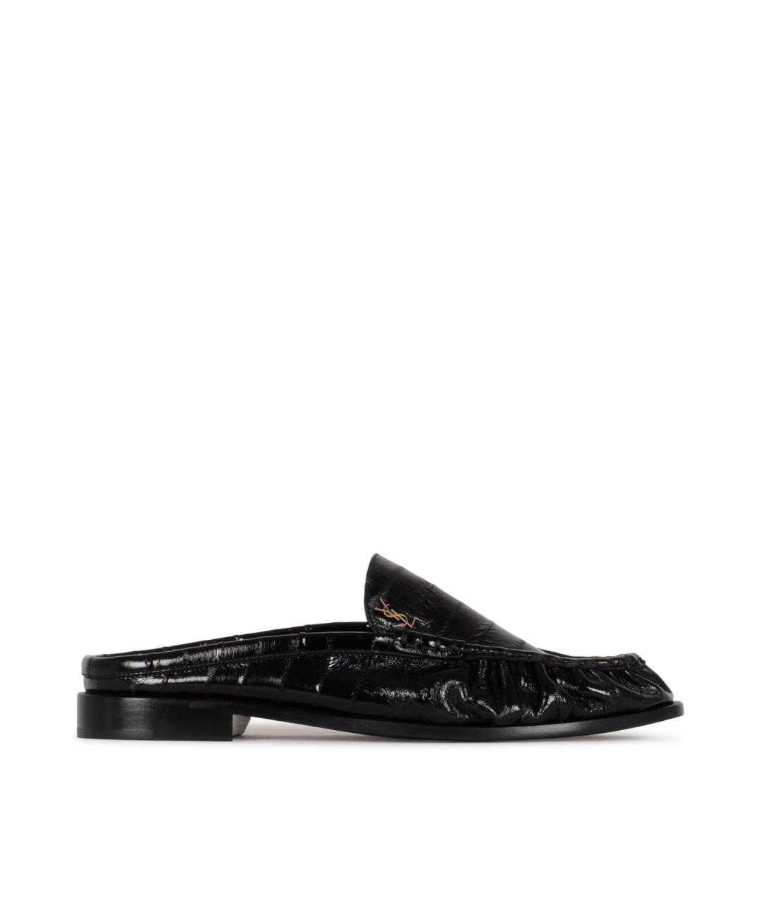 SAINT LAURENT Черные низкие ботинки из лакированной кожи, фото 1