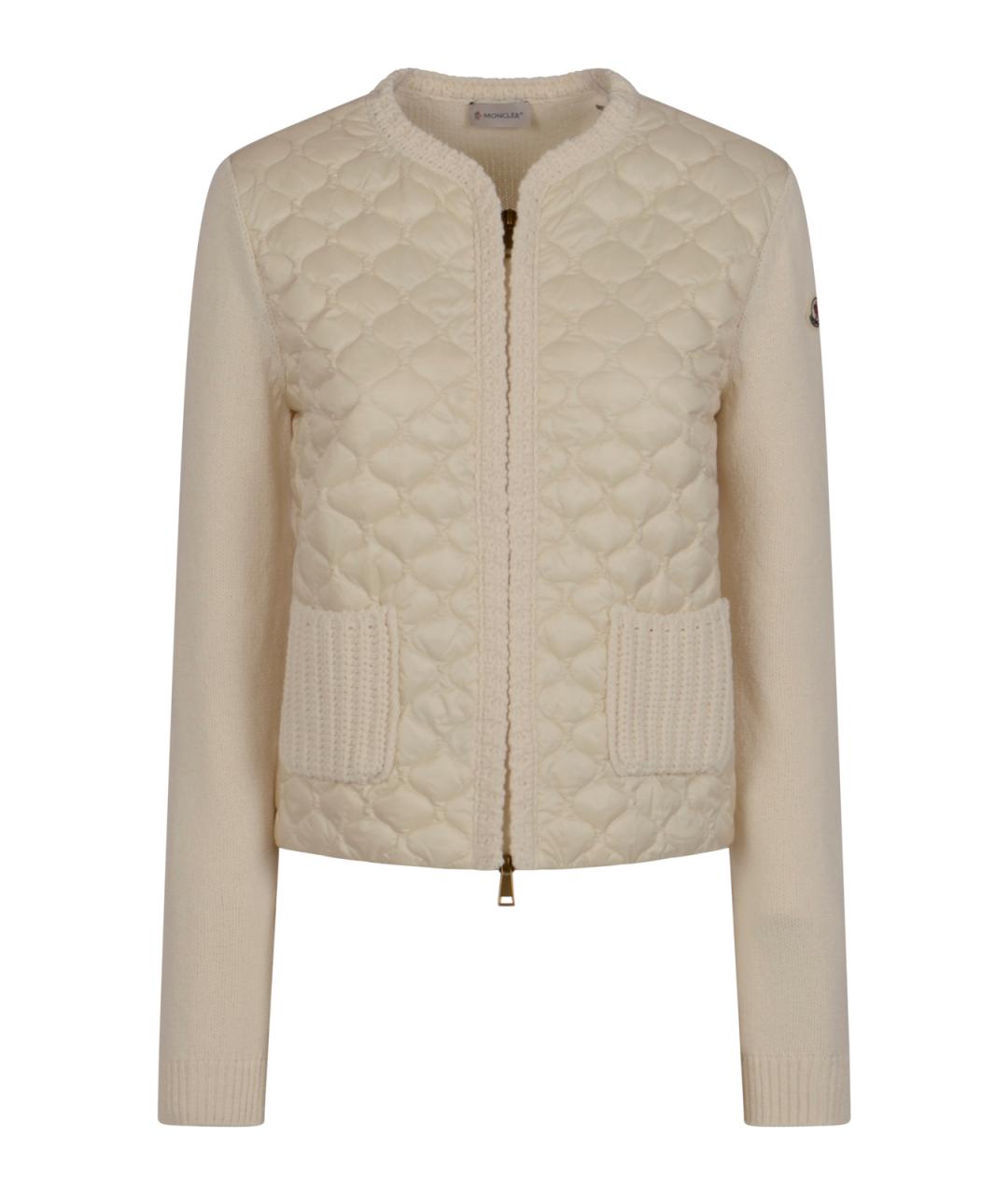 MONCLER Бежевый полиэстеровый кардиган, фото 1