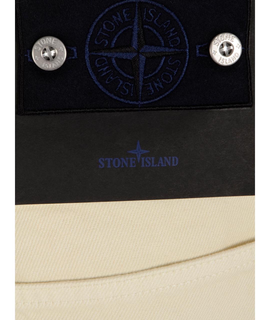 STONE ISLAND Бежевые хлопковые прямые джинсы, фото 3