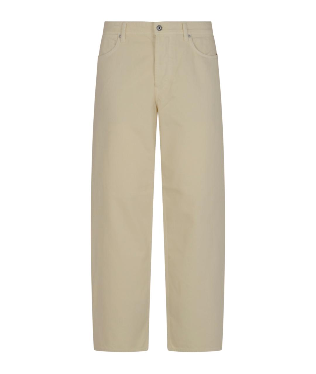 STONE ISLAND Бежевые хлопковые прямые джинсы, фото 1