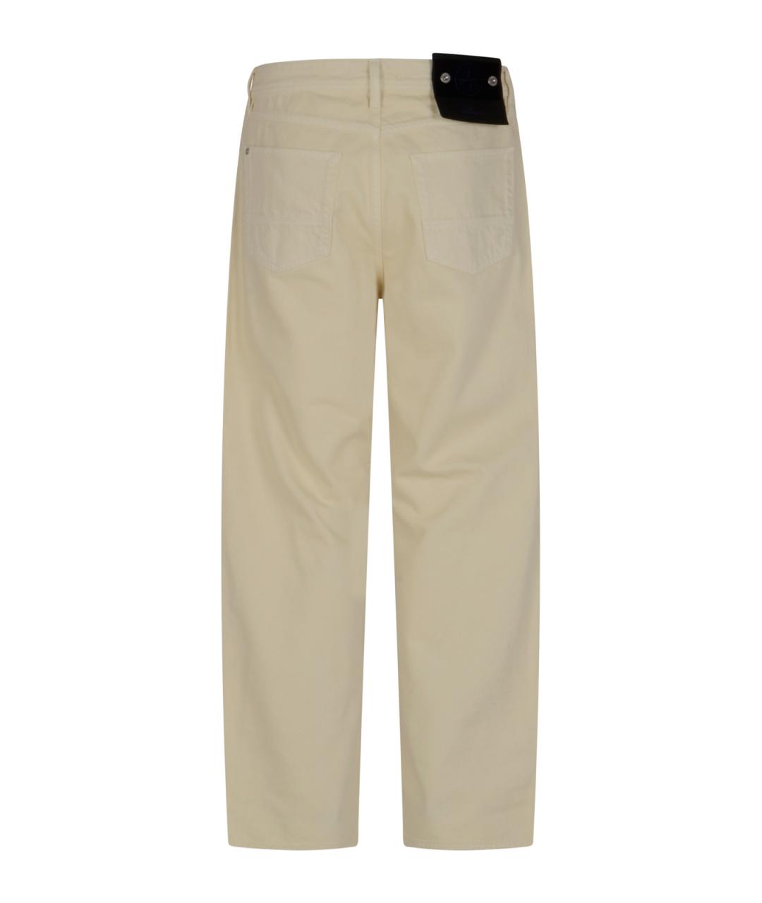 STONE ISLAND Бежевые хлопковые прямые джинсы, фото 2