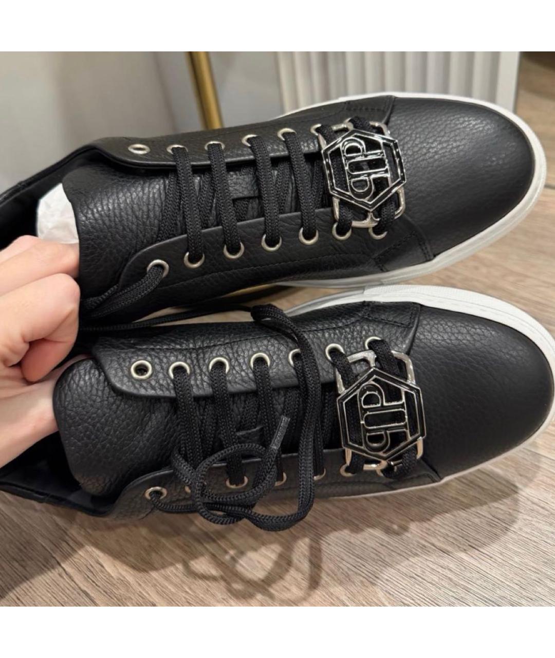 PHILIPP PLEIN Черные кожаные кеды, фото 8