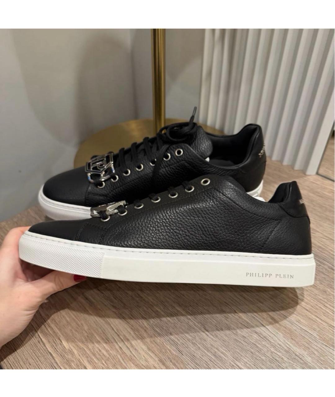 PHILIPP PLEIN Черные кожаные кеды, фото 3