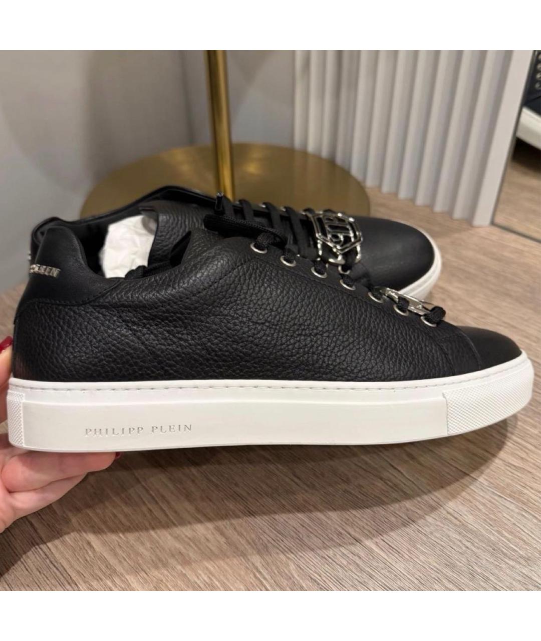 PHILIPP PLEIN Черные кожаные кеды, фото 5