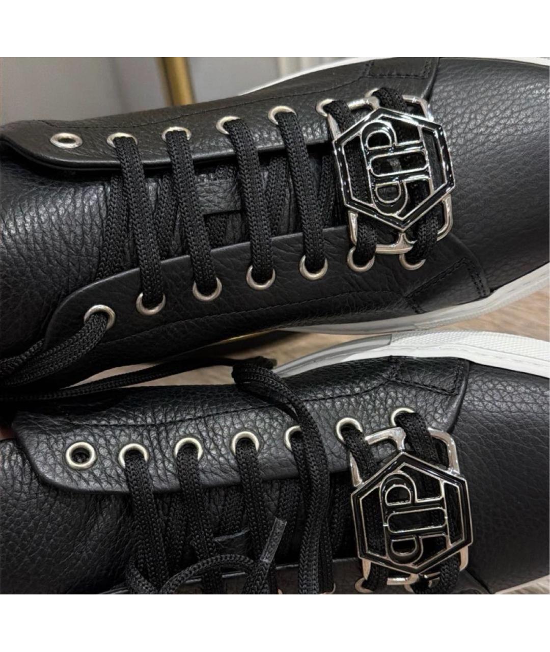 PHILIPP PLEIN Черные кожаные кеды, фото 7